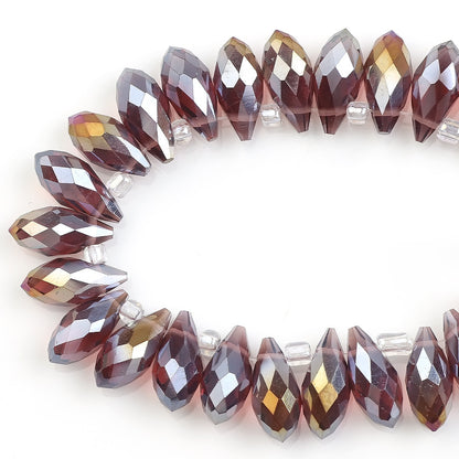 Water Drop Electroplated Glass Beads 6x12mm Transparent Faceted 95pcs 12