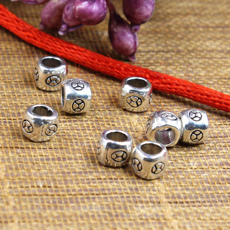 Cube Metal Beads 5mm Silver Tone Moslems Symbol 100pcs
