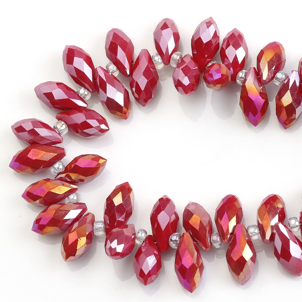 Water Drop Electroplated Glass Beads 6x12mm Transparent Faceted 95pcs 28