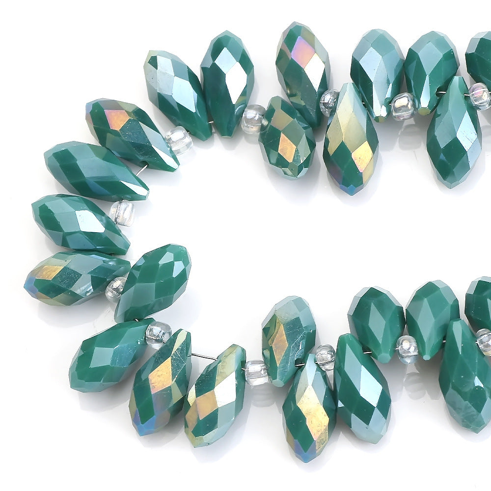 Water Drop Electroplated Glass Beads 6x12mm Transparent Faceted 95pcs 30