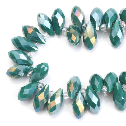 Water Drop Electroplated Glass Beads 6x12mm Transparent Faceted 95pcs 30