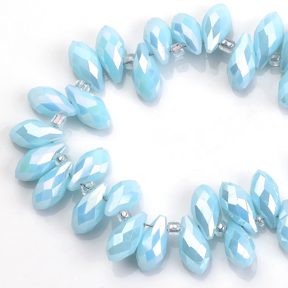 Water Drop Electroplated Glass Beads 6x12mm Transparent Faceted 95pcs 31