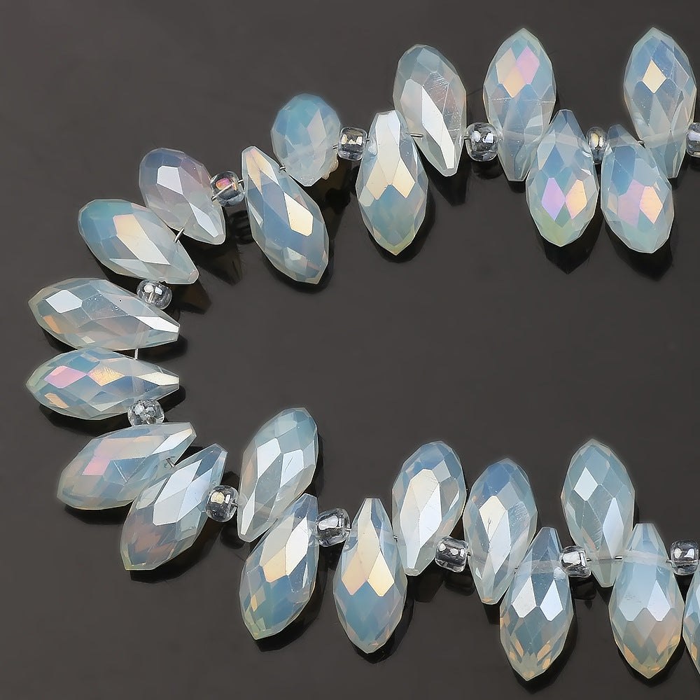 Water Drop Electroplated Glass Beads 6x12mm Transparent Faceted 95pcs 3
