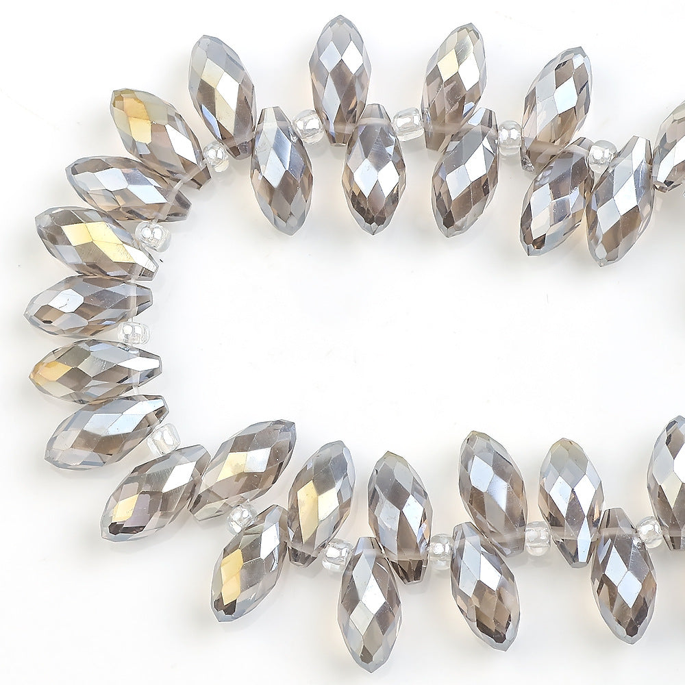 Water Drop Electroplated Glass Beads 6x12mm Transparent Faceted 95pcs 16