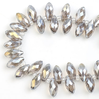 Water Drop Electroplated Glass Beads 6x12mm Transparent Faceted 95pcs 16