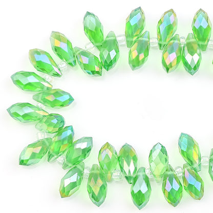 Water Drop Electroplated Glass Beads 6x12mm Transparent Faceted 95pcs 11