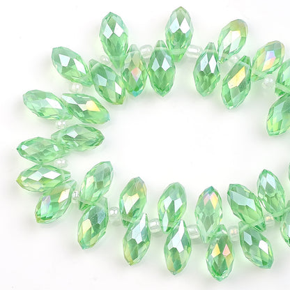 Water Drop Electroplated Glass Beads 6x12mm Transparent Faceted 95pcs 5