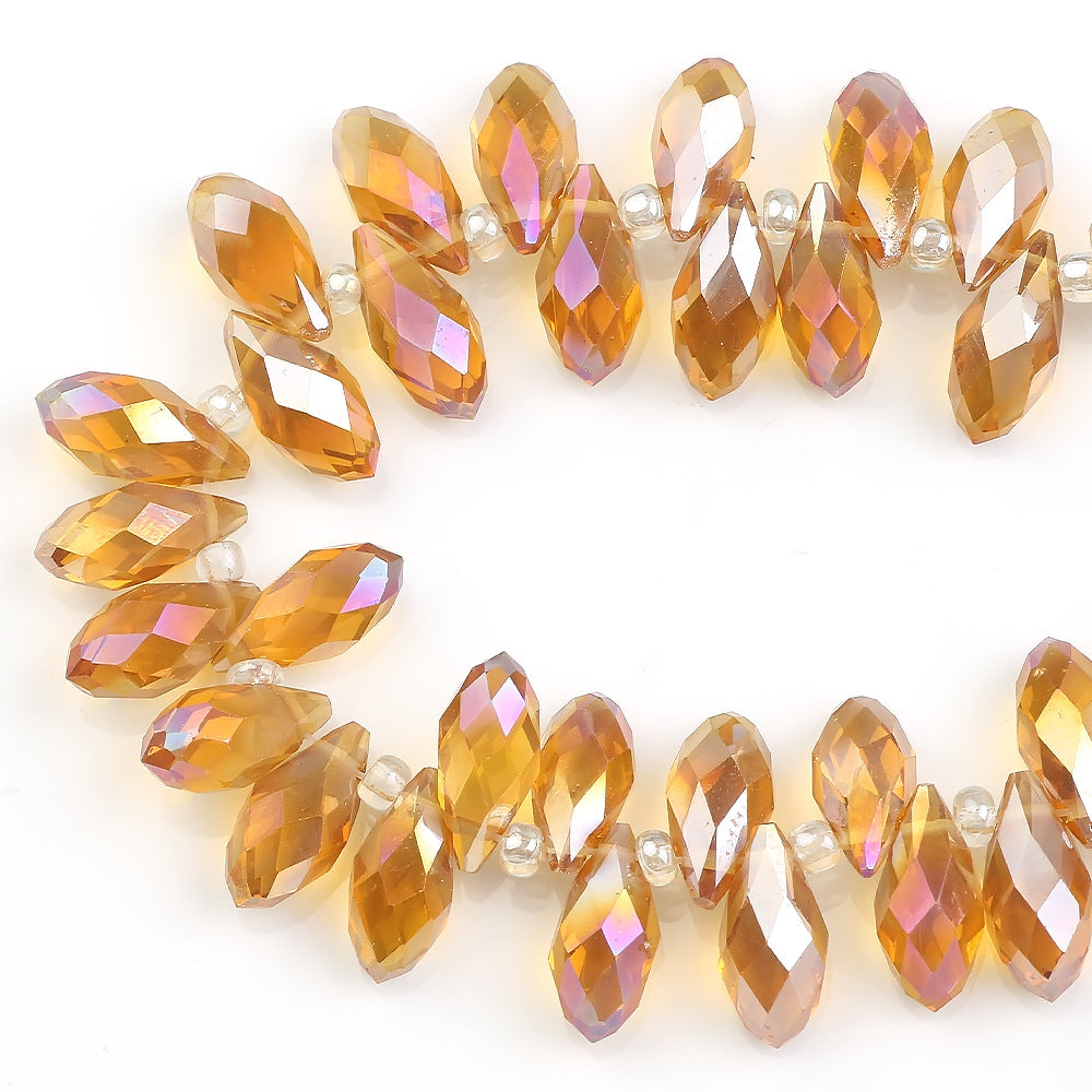 Water Drop Electroplated Glass Beads 6x12mm Transparent Faceted 95pcs 15