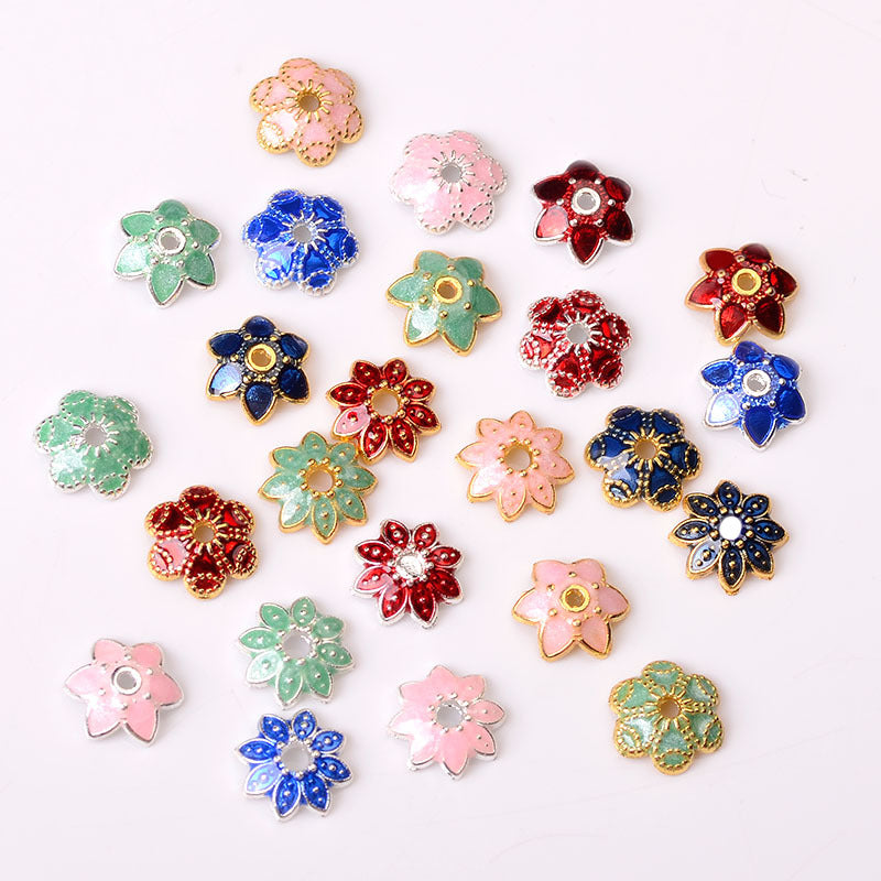 Alloy Flower Bead Caps 10mm Colorful Enamel Tibetan 100pcs