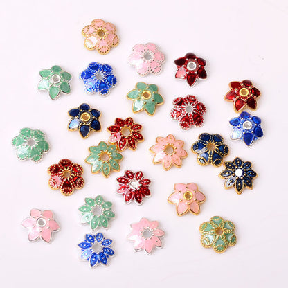 Alloy Flower Bead Caps 10mm Colorful Enamel Tibetan 100pcs