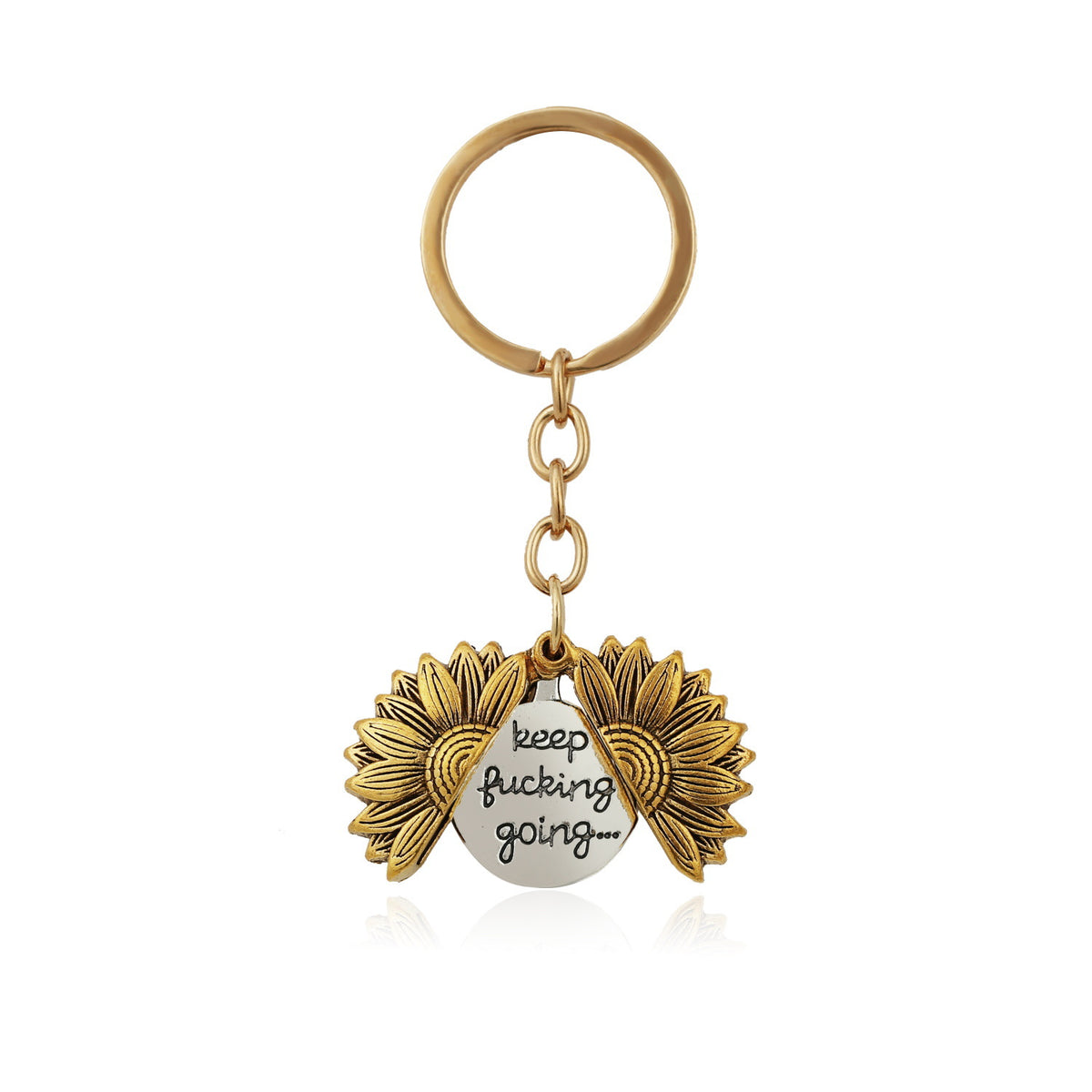 Inspirational Words Sunflower Alloy Keychain 8cm 2pcs Set 6