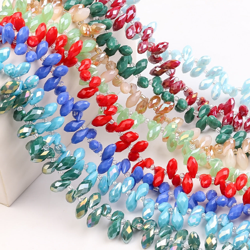 Water Drop Electroplated Glass Beads 6x12mm Transparent Faceted 95pcs