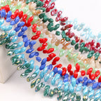 Water Drop Electroplated Glass Beads 6x12mm Transparent Faceted 95pcs
