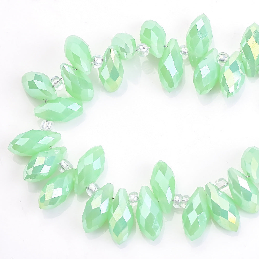 Water Drop Electroplated Glass Beads 6x12mm Transparent Faceted 95pcs 26