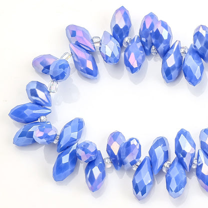 Water Drop Electroplated Glass Beads 6x12mm Transparent Faceted 95pcs 29