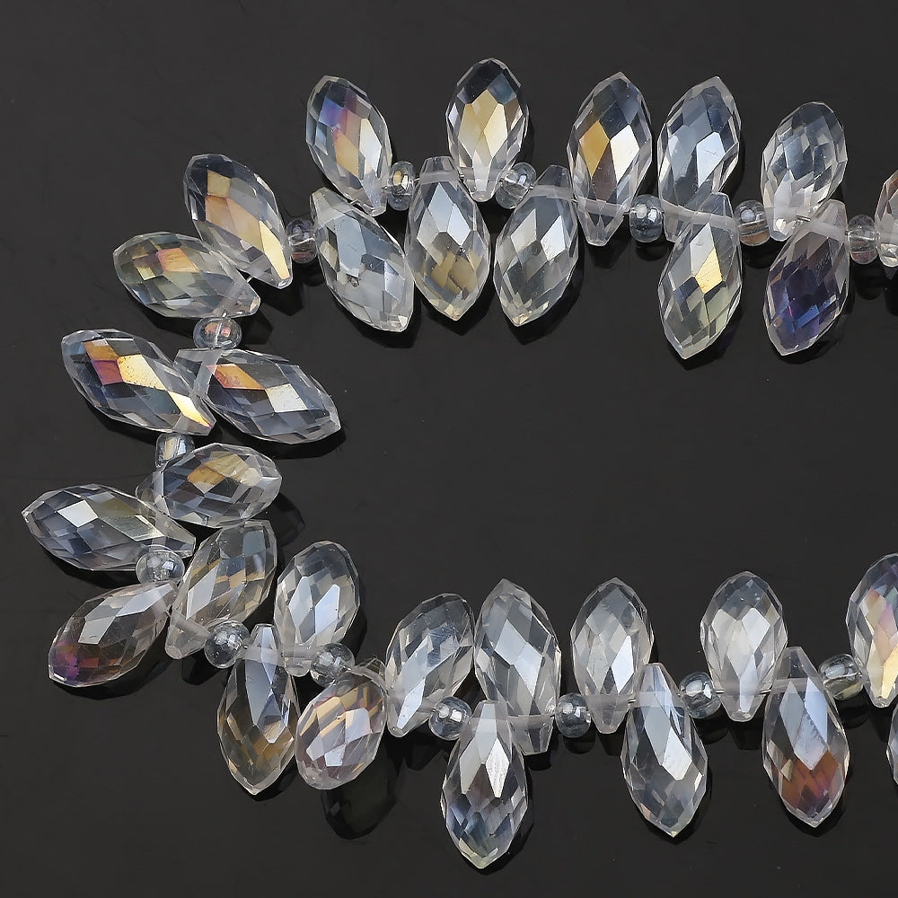 Water Drop Electroplated Glass Beads 6x12mm Transparent Faceted 95pcs 6