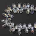 Water Drop Electroplated Glass Beads 6x12mm Transparent Faceted 95pcs 6