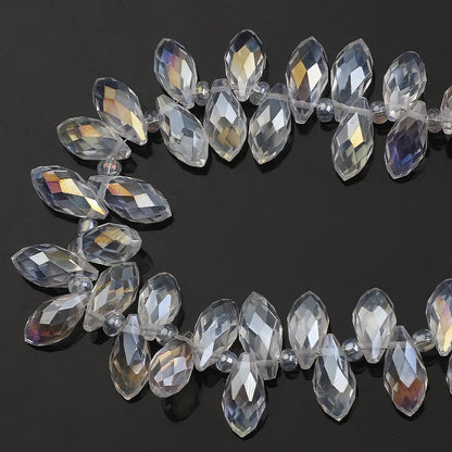 Water Drop Electroplated Glass Beads 6x12mm Transparent Faceted 95pcs 6