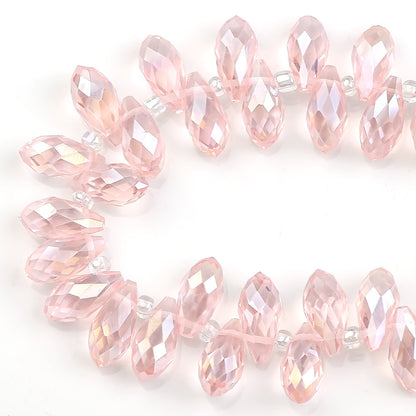Water Drop Electroplated Glass Beads 6x12mm Transparent Faceted 95pcs 22