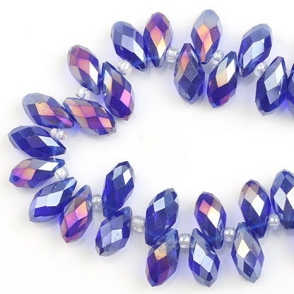 Water Drop Electroplated Glass Beads 6x12mm Transparent Faceted 95pcs 8