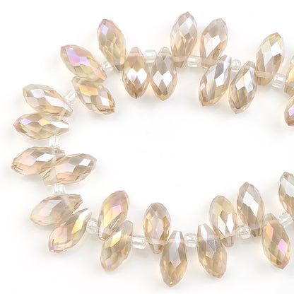 Water Drop Electroplated Glass Beads 6x12mm Transparent Faceted 95pcs 19