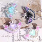 Crown Heart Tassel Rhinestone Beads 27x36mm 6pcs 2