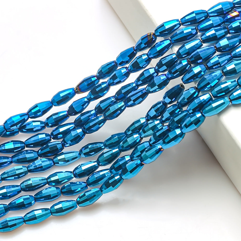 Faceted Oval Glass Beads 6mm 10mm Iridescent Plating Mixed Colors 60pcs 10