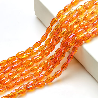 Faceted Oval Glass Beads 6mm 10mm Iridescent Plating Mixed Colors 60pcs 13
