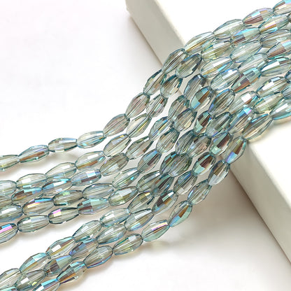 Faceted Oval Glass Beads 6mm 10mm Iridescent Plating Mixed Colors 60pcs 16