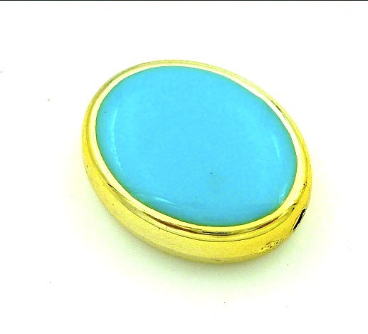 Double-Sided Elliptical Acrylic Beads 20mm Enamel Gold Rim 50pcs 13
