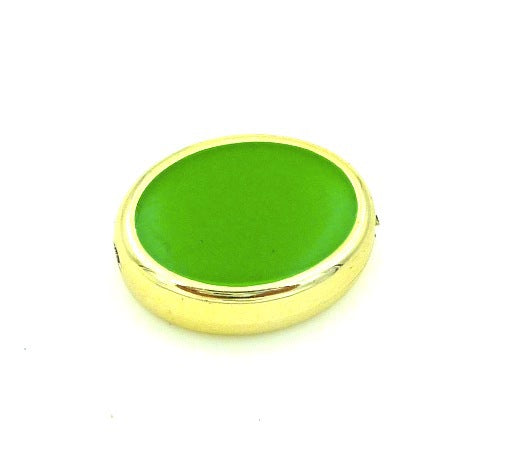 Double-Sided Elliptical Acrylic Beads 20mm Enamel Gold Rim 50pcs 10