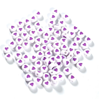 Colored Heart Acrylic Flat Round Beads 7mm Mixed Colors 200pcs 8