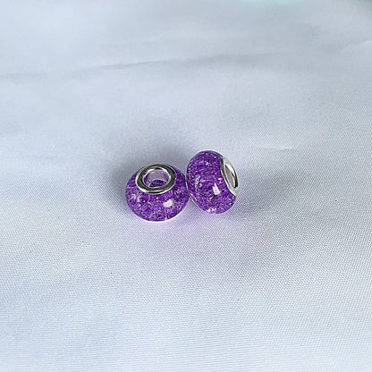 Acrylic Spacer Beads 14mm Crackle Large Hole 50pcs - Dark purple