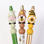 Silicone 3D Focal Beads Spring Dwarf Holding Bee Heart 20pcs 10