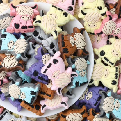 Highland Cow Silicone Focal Beads Colorful 20pcs