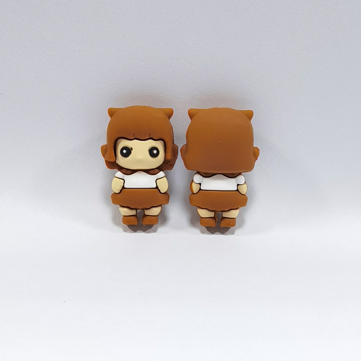 Silicone 3D Focal Beads Doll Brown Hair Front View 20pcs