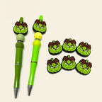 Silicone Focal Beads Halloween Green Pumpkin with Bow 20pcs