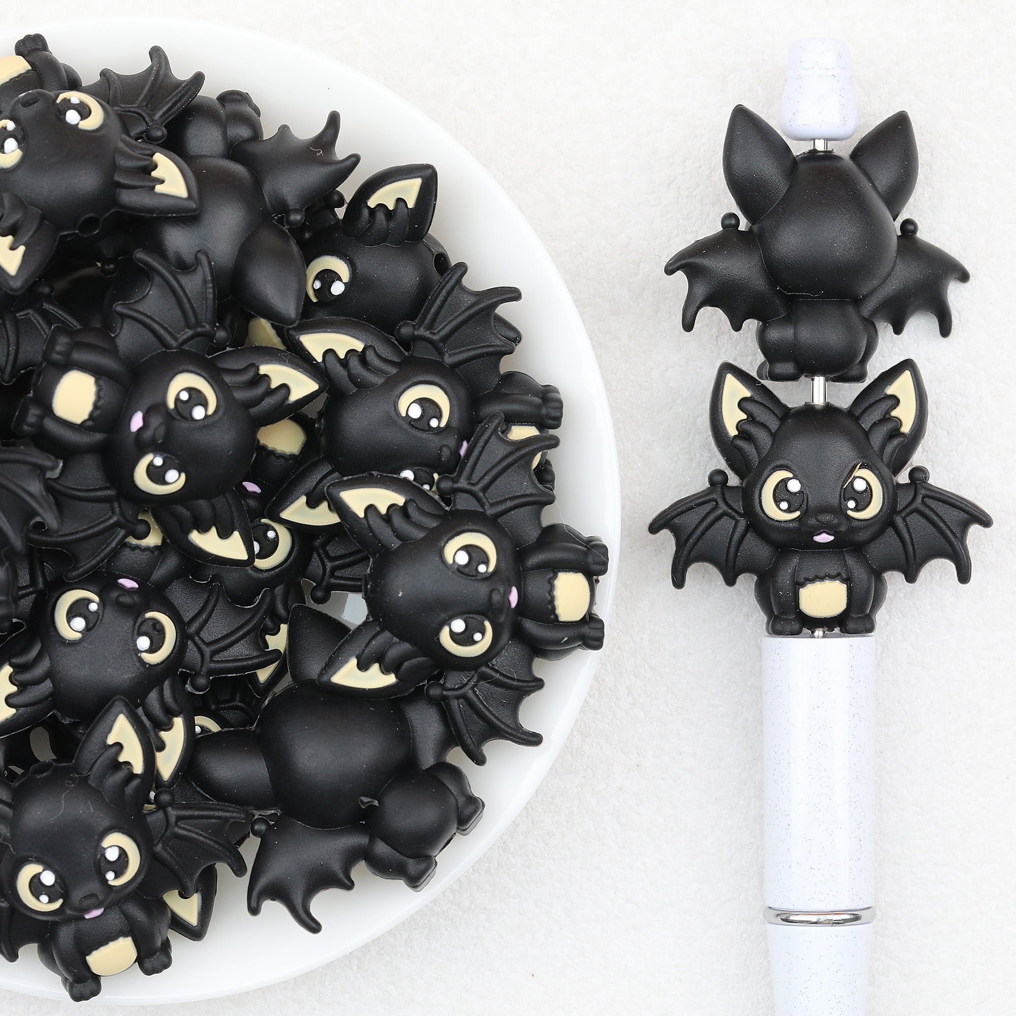 3D Halloween Black Bat Silicone Focal Beads 20pcs