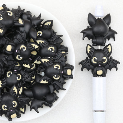 3D Halloween Black Bat Silicone Focal Beads 20pcs