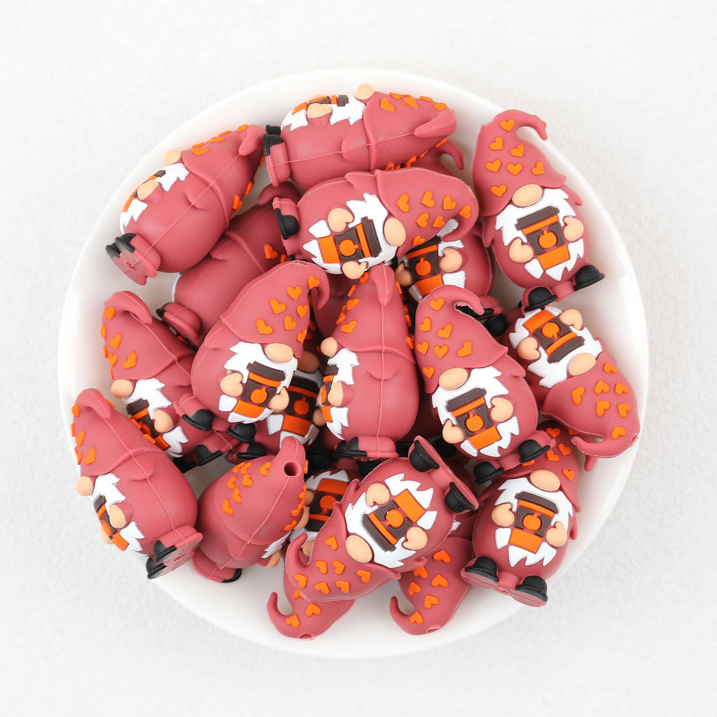  3D Thanksgiving Pumpkin Coffee Cup Gnome Silicone Focal Beads 20Pcs 2