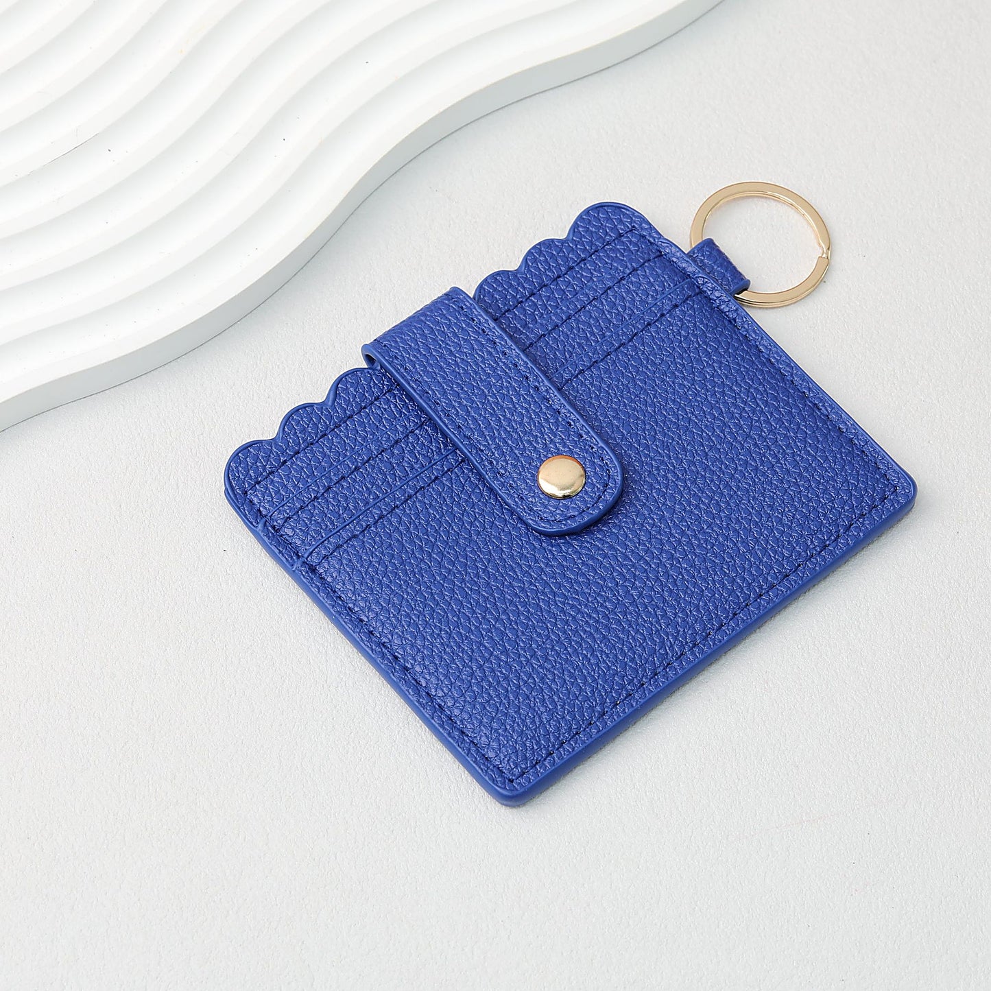 PU Card Holder Keychain Multi Patterned - C5 Blue
