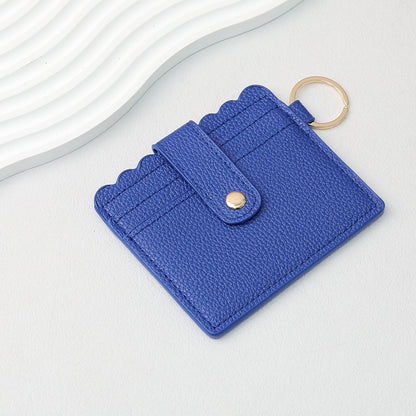 PU Card Holder Keychain Multi Patterned - C5 Blue