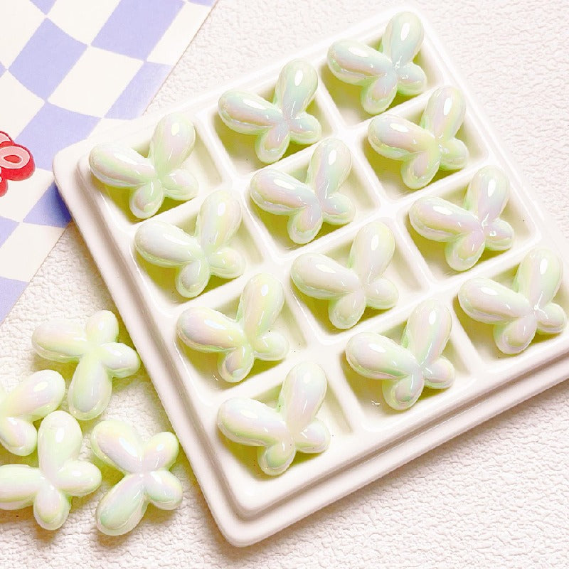 UV Finish Butterfly Acrylic Beads 24x18mm Glossy Mixed 10pcs 8