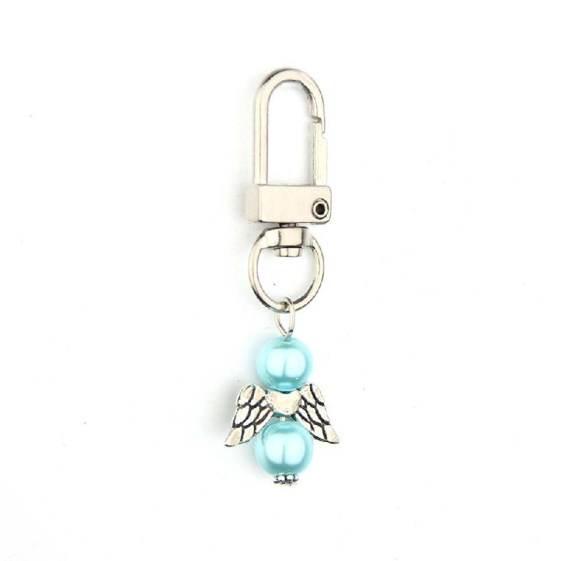 Mini Alloy Baby Love Keychain with Pastel Pearl Beads 8