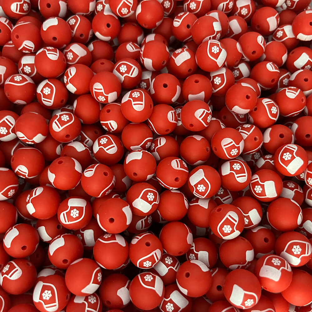 17-415# Christmas Printed Silicone beads