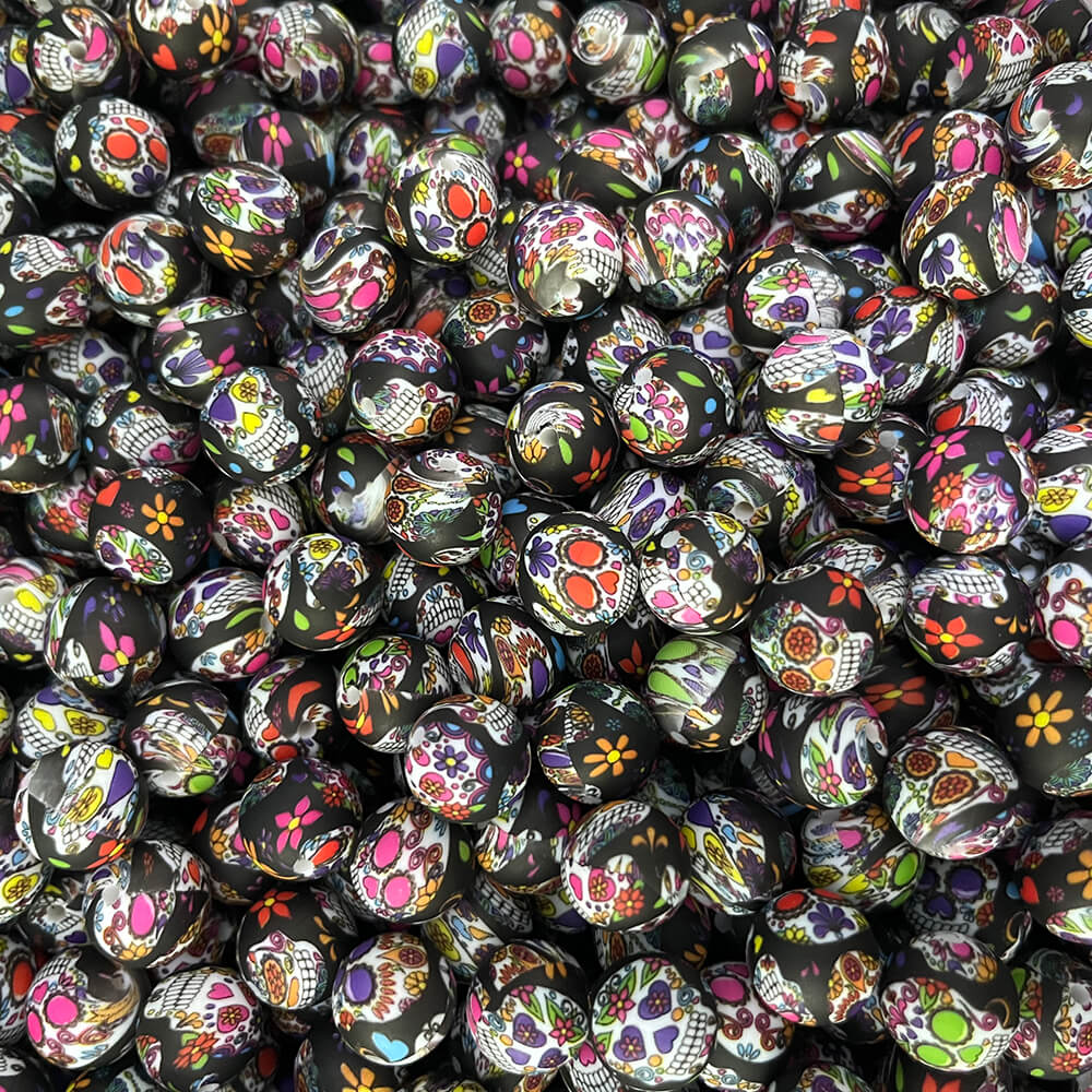 17 Halloween Printed Silicone Beads