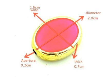 Double-Sided Elliptical Acrylic Beads 20mm Enamel Gold Rim 50pcs 11