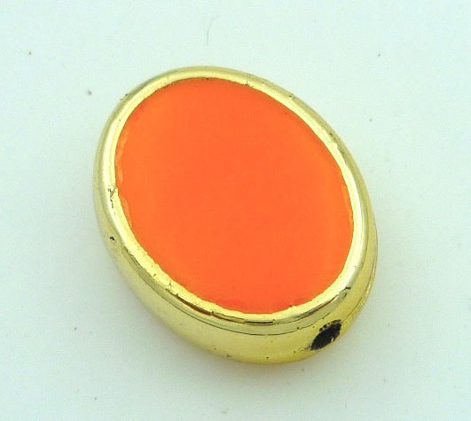 Double-Sided Elliptical Acrylic Beads 20mm Enamel Gold Rim 50pcs 14