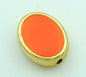 Double-Sided Elliptical Acrylic Beads 20mm Enamel Gold Rim 50pcs 14