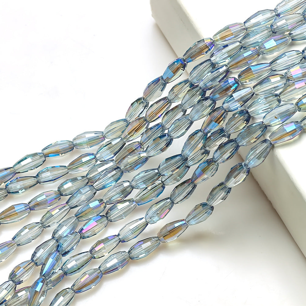 Faceted Oval Glass Beads 6mm 10mm Iridescent Plating Mixed Colors 60pcs 7